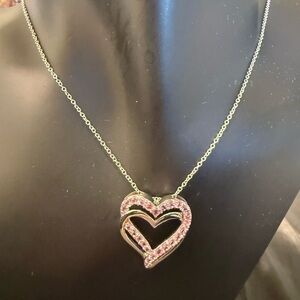 Chic Heart Pendant Necklace with Pink Accents